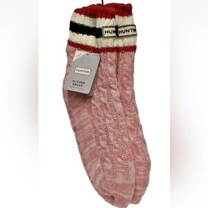 Hunter Women Slipper Socks Pink Cream One Size Winter Cozy